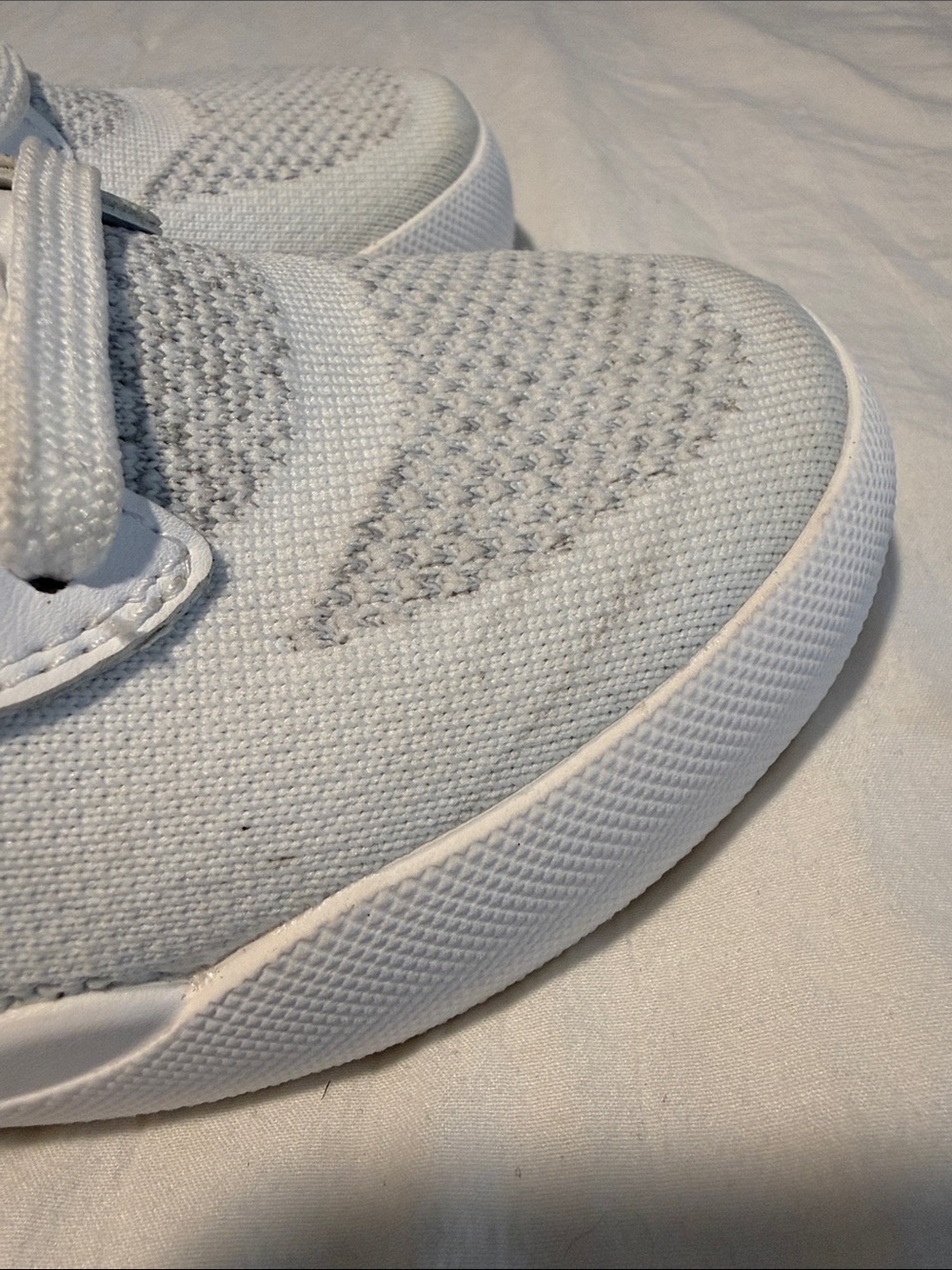 Vessi Women’s White Knit Lace-Up Sneakers with Blue Accents Size 7 - Picture 4 of 8